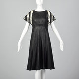 Fendi Linen Dress with Vinyl Sleeves & Split Skirt