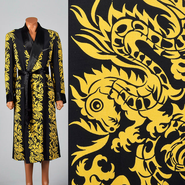 1950s Mens Deadstock Robe with Gold Dragons