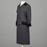 1950s Black Skirt Suit with Hourglass Shape