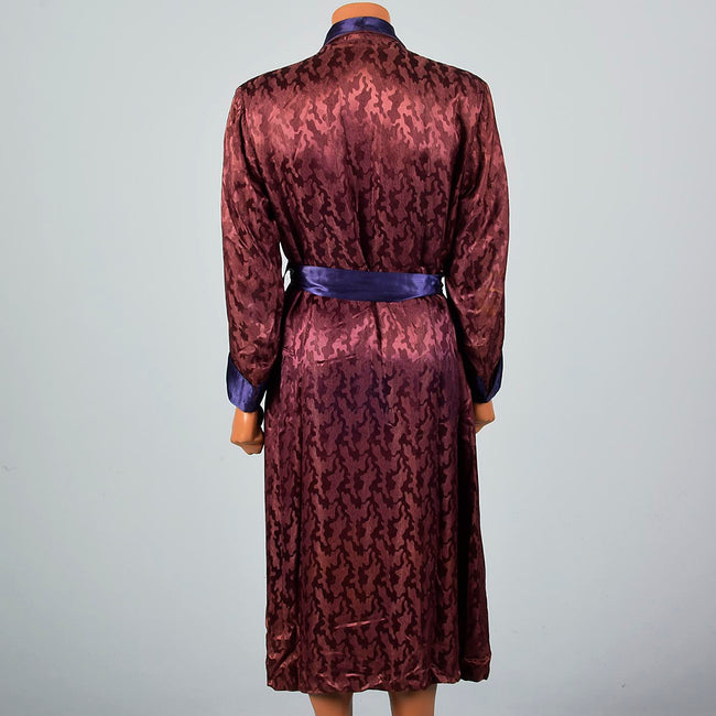 1940s Mens Burgundy Robe with Ameoba Weave