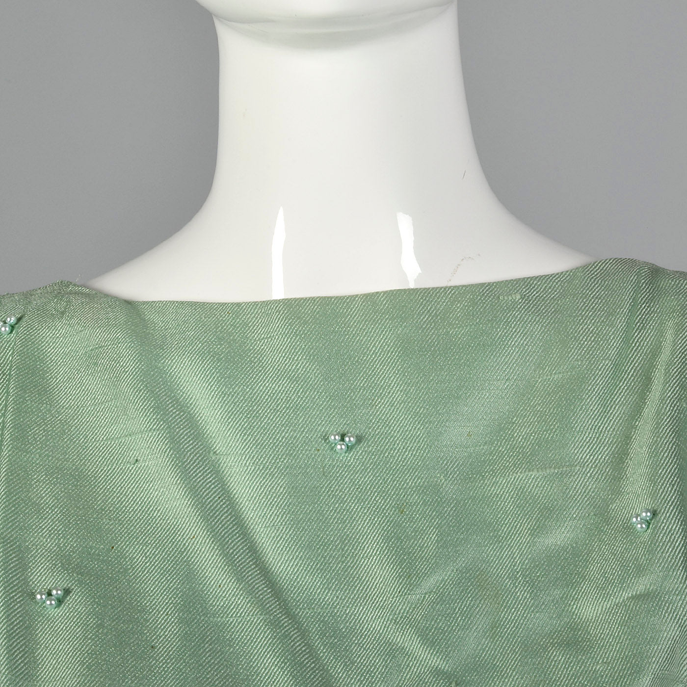 1960s Green Silk Dress with Faux Two-Piece Look