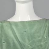 1960s Green Silk Dress with Faux Two-Piece Look