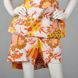 1960s Floral Romper with Overskirt and Zip Open Crotch