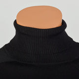 Large 1970s Pierre Cardin Classic Turtleneck Black Designer Ribbed Knit