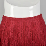 Small 1970s André Laug for Audrey Red Lace Pleated Skirt