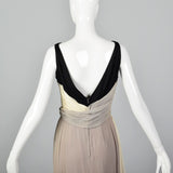 1950s Three Color Cocktail Dress in Silk Chiffon