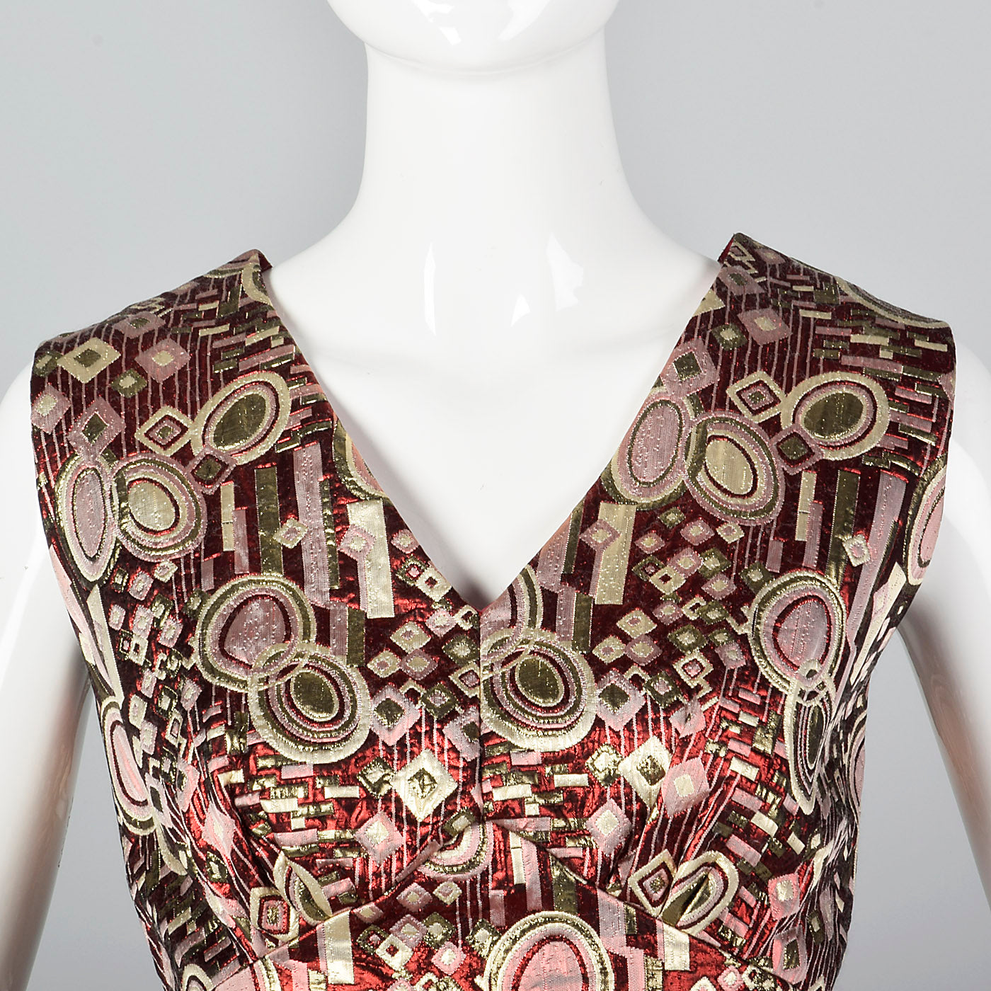 1960s Metallic Brocade Party Dress