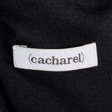 Large Cacharel Black Silk Jersey Dress with Vegan Leather Waist Band