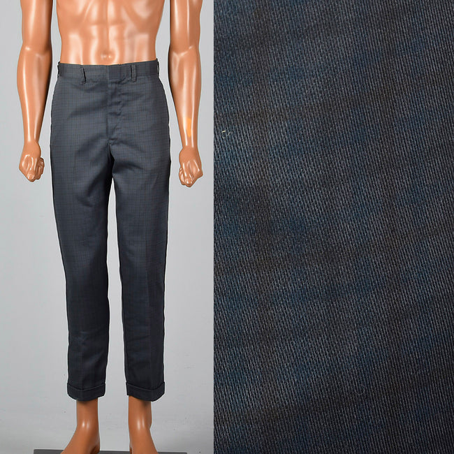 1970s Deadstock Grey Plaid Pants