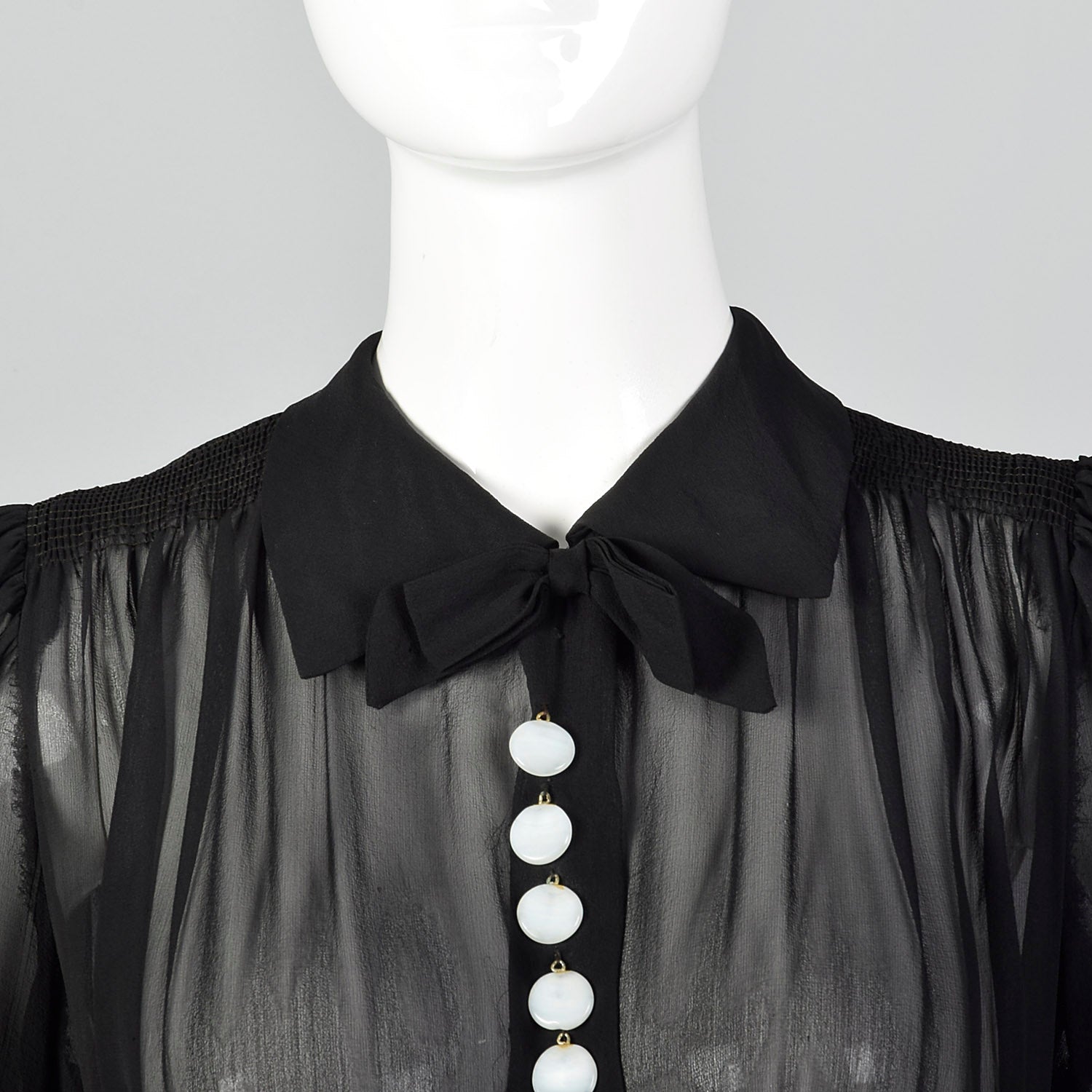 1930s Sheer Black Pleated Dress