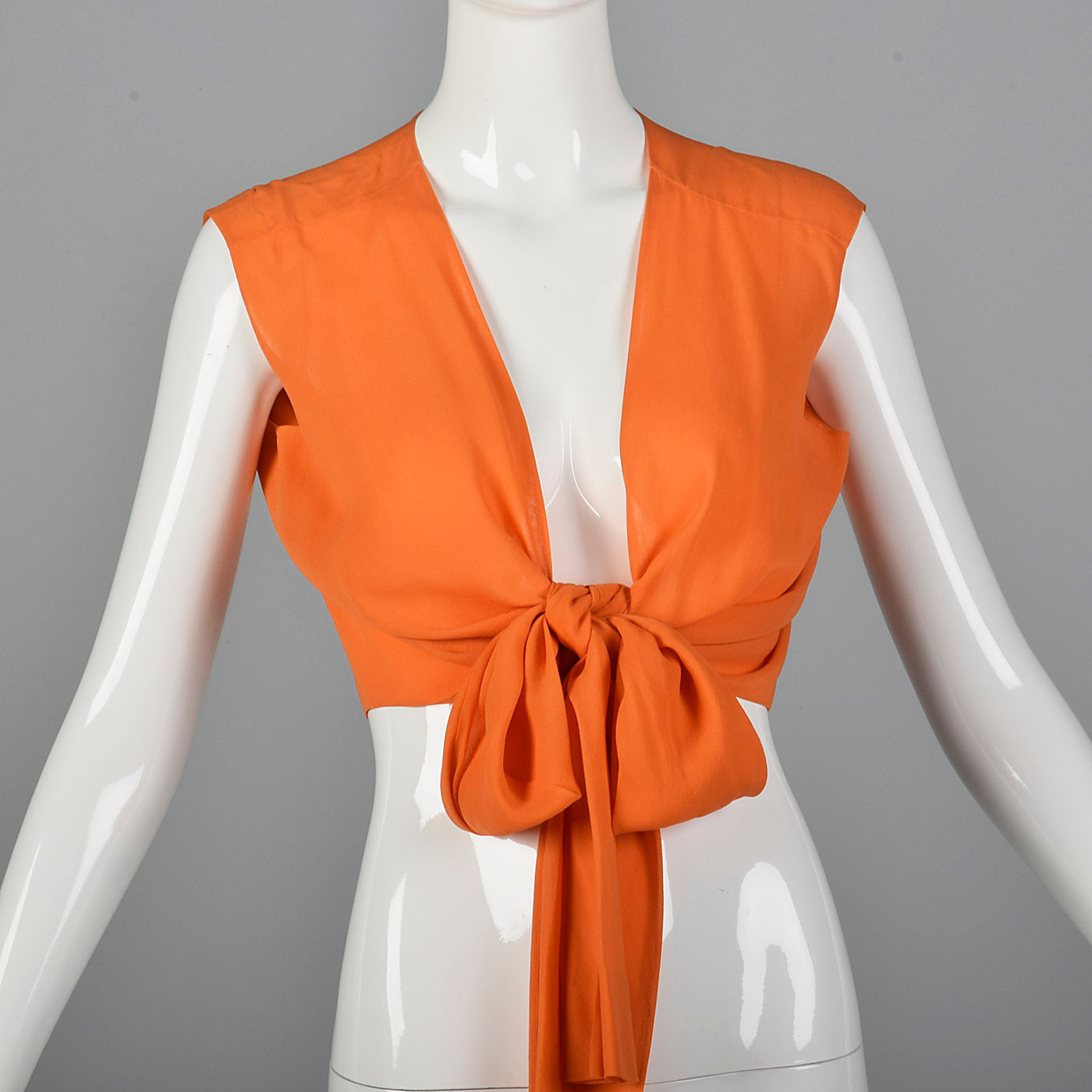 1970s Saks Fifth Avenue Orange Silk Crop Vest