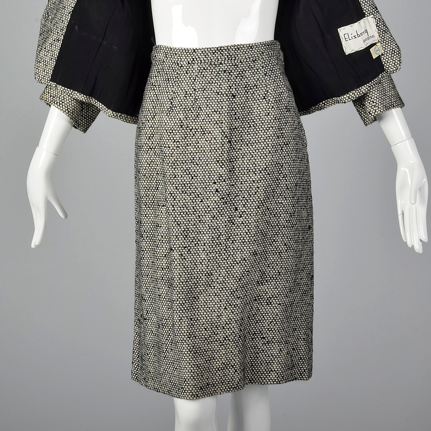 1960s Black and White Tweed Skirt Suit