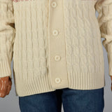 1970s Mens Shawl Collar Cardigan with Red Pattern