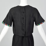 1960s Two Piece Skirt Suit with Ribbon Stripe Trim