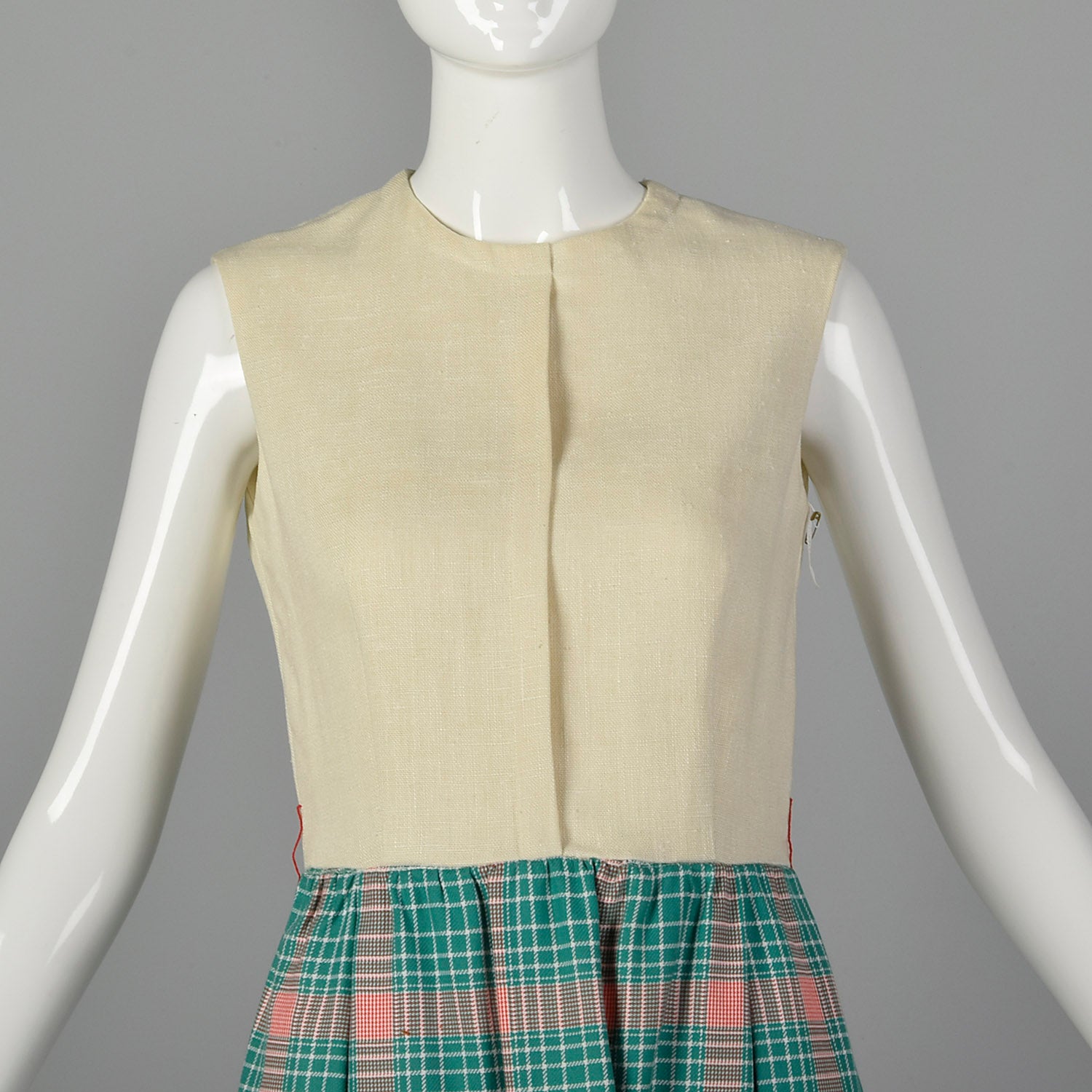 Small 1960s Green and Red Plaid Dress Set