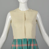 Small 1960s Green and Red Plaid Dress Set