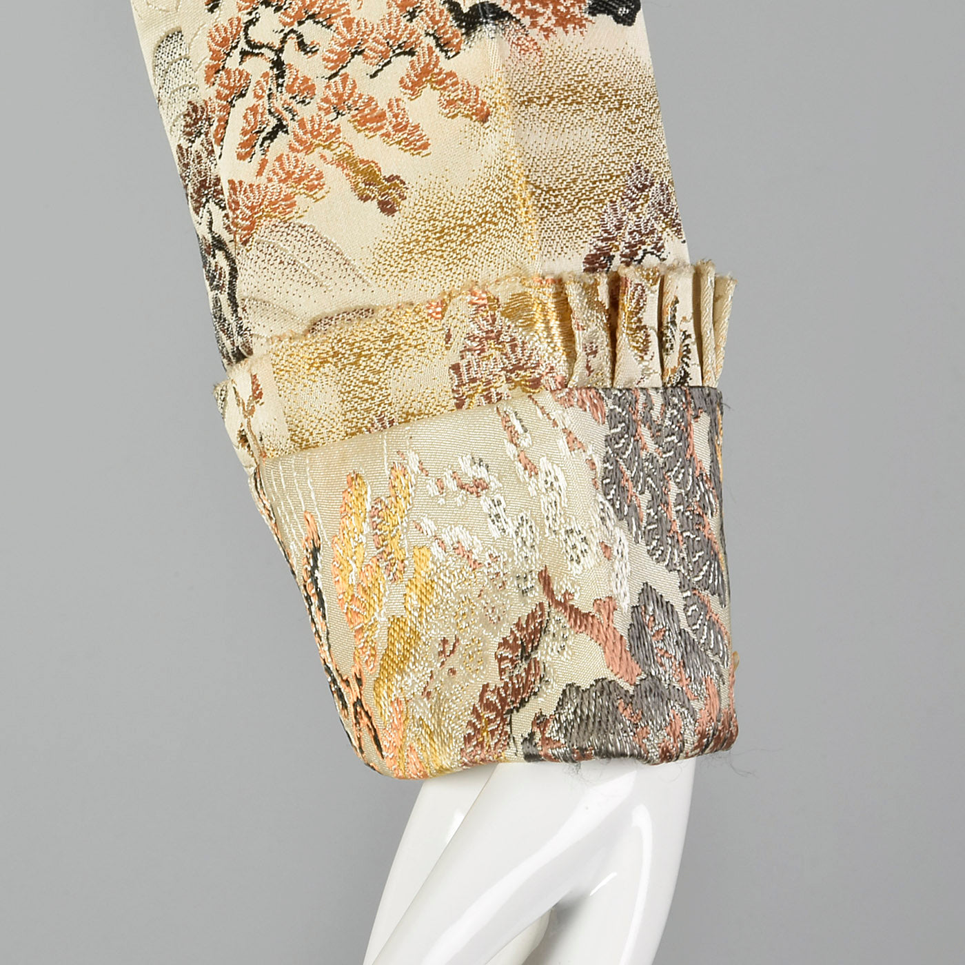 1950s Metallic Brocade Robe in Landscape Motif