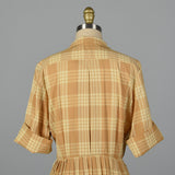 1960s Plaid Shirtwaist Dress with Vented Back