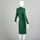 Small 1980s Adolfo Holiday Green Knit Long Sleeve Winter Sweater Dress