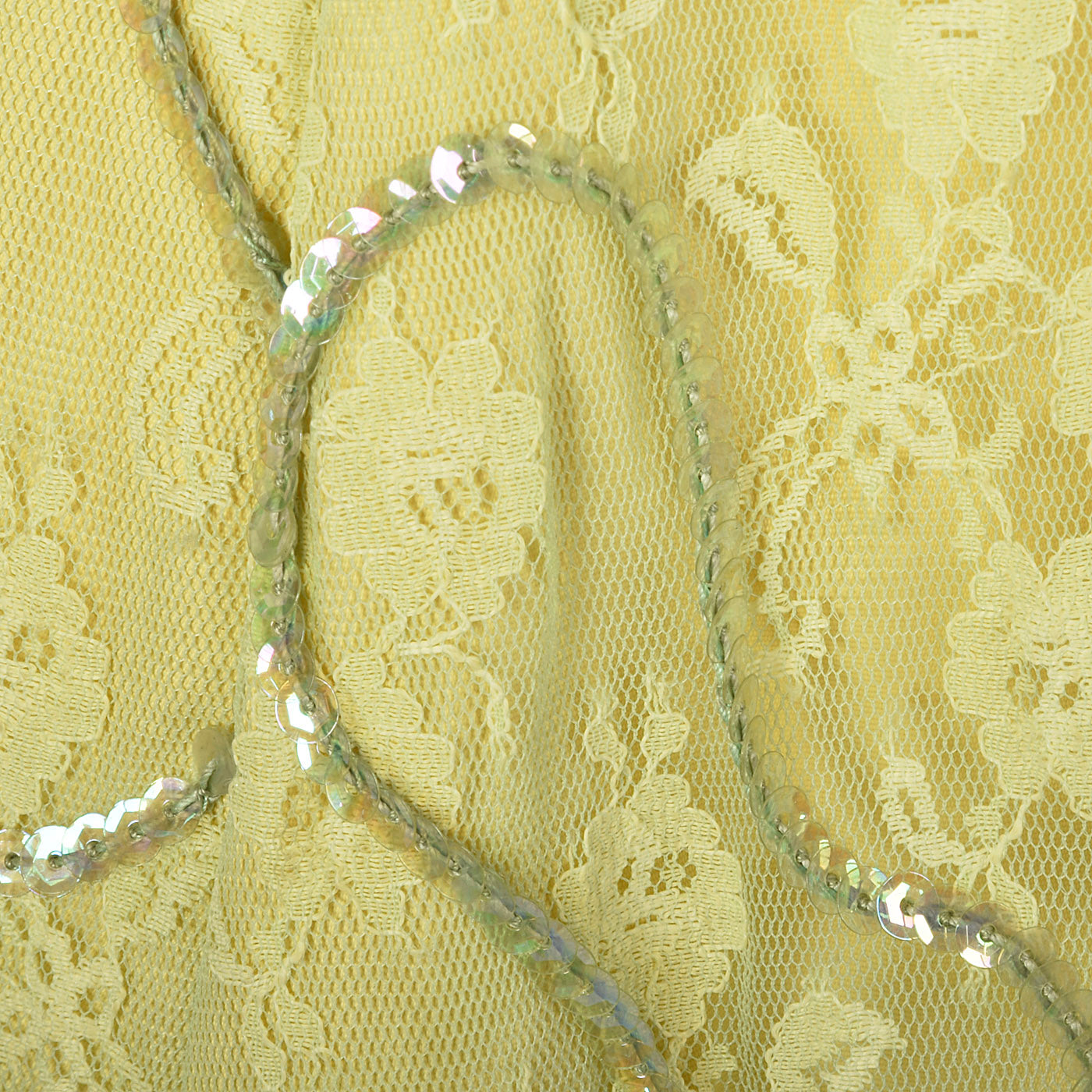 1960s Green Lace Overlay Dress with Sequins