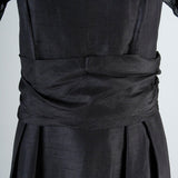 1960s Black Silk Dress with Sheer Overlay
