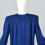 1980s Bill Blass Loose Blue Knit Dress