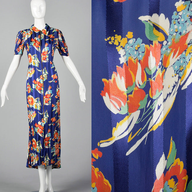 1940s Rayon Zip Front House Dress