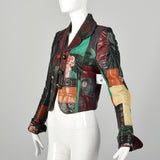 XXS 1970s Gandalf Patchwork Leather Jacket Boho Outerwear