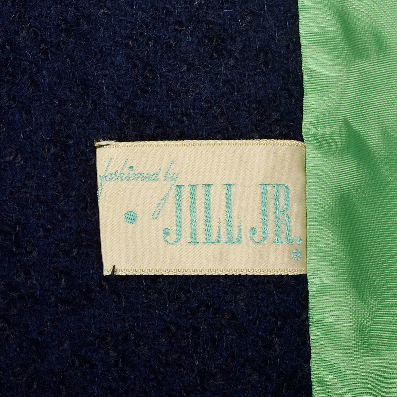 Small 1960s Wool Coat Navy Blue Mod Collar Green Buttons