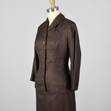 1950s Brown Two Piece Skirt Suit with Pockets