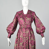 1970s Eddy George Metallic Pink Maxi Dress