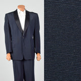 45L 1950s Navy Black Silk Shawl Collar Mens Tuxedo Single Button