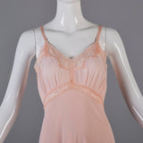 1950s Pink Sheer Slip with Lace Trim
