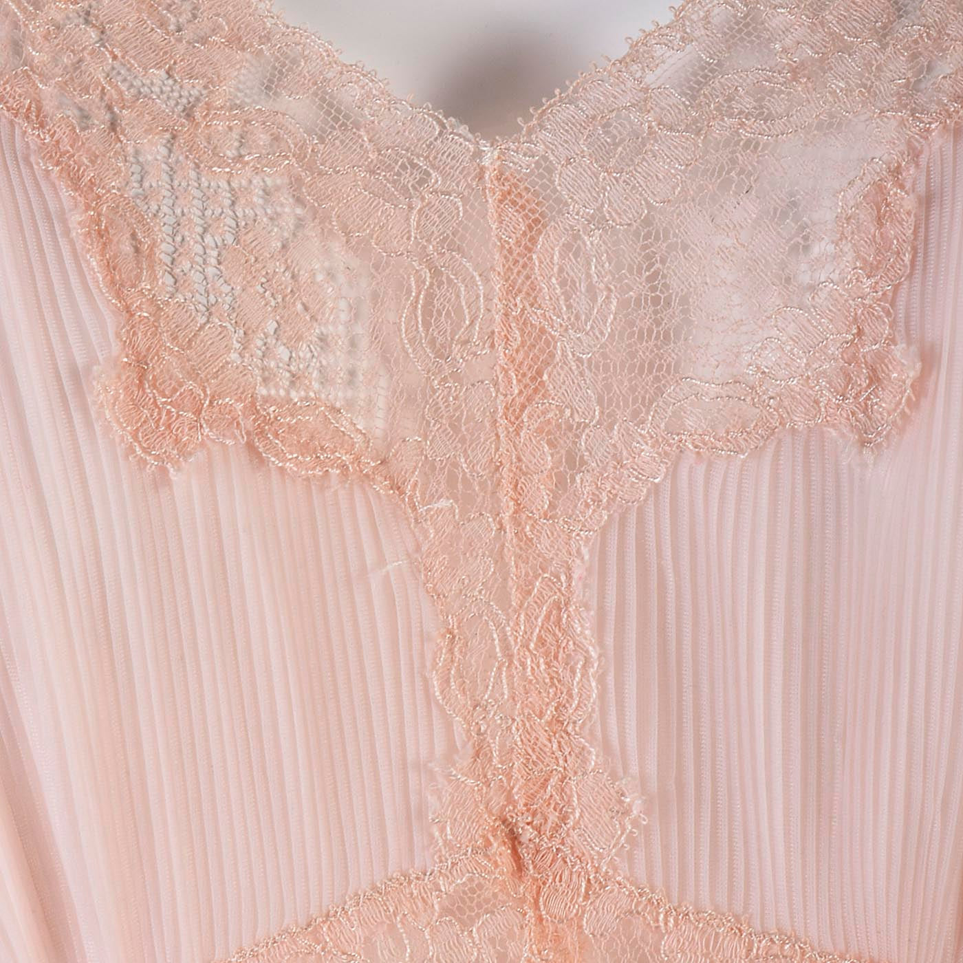 1950s Pink Sheer Slip with Lace Trim
