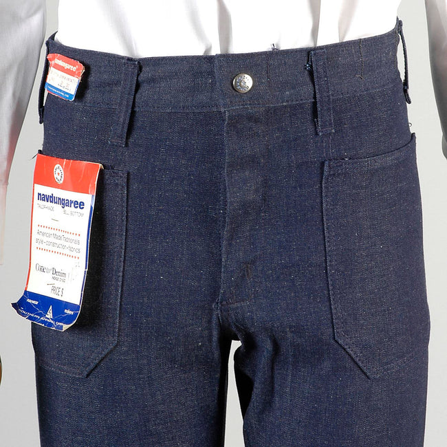 Deadstock 1970s Men's Dark Indigo Cone Denim Bell Bottom Jeans