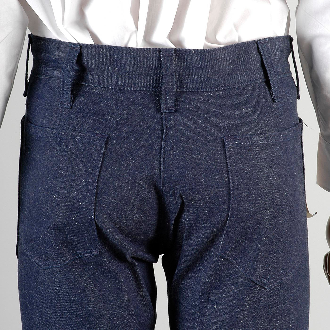 Deadstock 1970s Men's Dark Indigo Cone Denim Bell Bottom Jeans