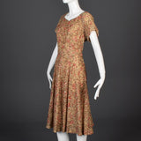 1940s Brown Lace Dress with Sweetheart Neckline