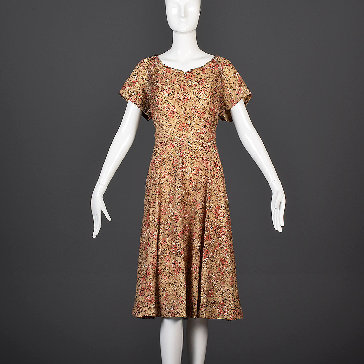 1940s Brown Lace Dress with Sweetheart Neckline Style & Salvage 1940s Brown Lace Dress with Sweetheart Neckline Style & Salvage