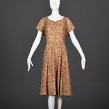 1940s Brown Lace Dress with Sweetheart Neckline